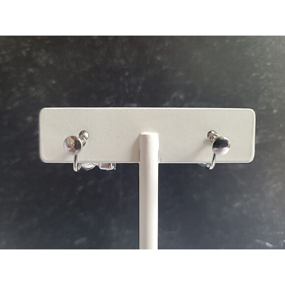 Prong Set Clear Rhinestone Screwback Earrings Vintage - Picture 8 of 10